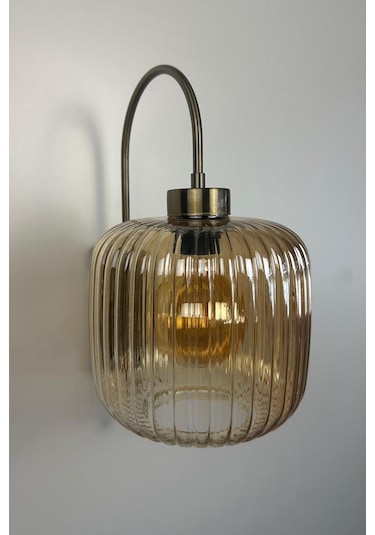 Mopa Bal Rengi Cam Tekli Aplik Retro Sarkıt Lamba Restoran Salon Aydınlatma Bal