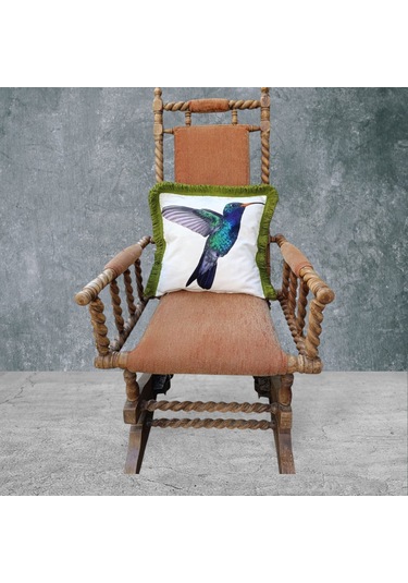 Hummingbird Kuş Çift Taraflı Dekoratif Püsküllü - Saçaklı Kırlent Karışık/Çok Renkli