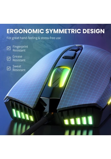 Besthome1 Onıkuma Cw905 Siyah Usb Sessiz Oyun Faresi Kablolu Hafif Laptop Bilgisayar Mouse Besthome1