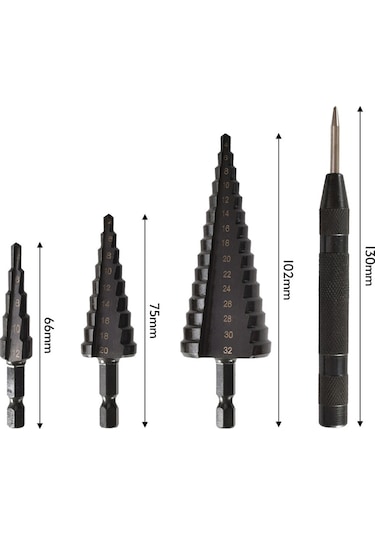 Hallow Hss Kobalt Kademeli Matkap Ucu Seti İnce Demir-Çelik-Pvc-Ahşap 4 Adet