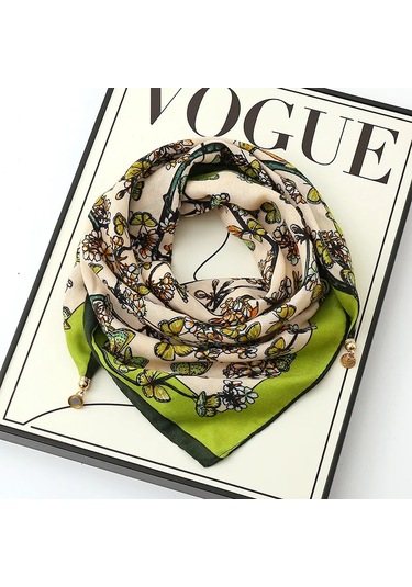 Prosperlink Lüks Manyetik Toka Çizgili İpek Eşarp - Kadın Bahar/sonbahar Moda Boyun Sarar Aksesuarone Sizekadın Kayısı