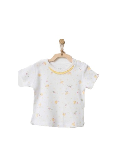Andywawa Kız Bebek Civciv Desenli Beyaz Tshirt Ac21577 001