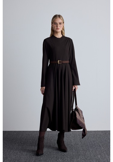 Desenli Saten Boyun Fuları Classıc- Kahve Classıc- Kahve Kahverengi