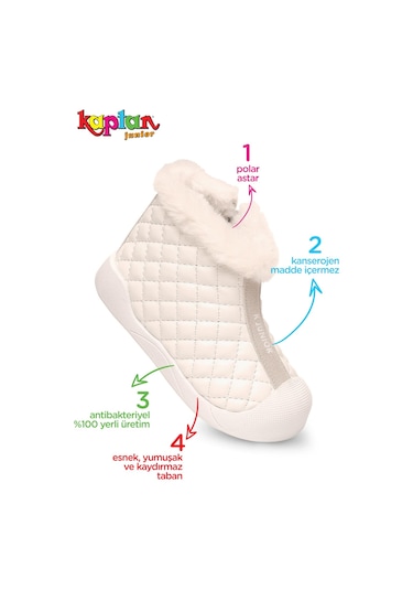 Kaptan Junior Kız Bebek Çocuk Botu Ortopedik İlkadım Kaymaz Taban Bmlk 650 Beyaz