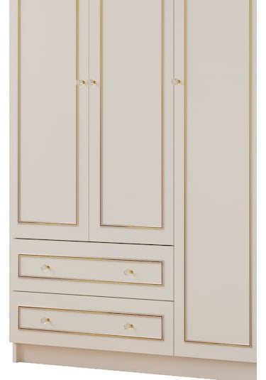 Rabi Mobilya Gold Country 3 Kapaklı 2 Çekmeceli Gardırop