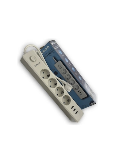 Tenon 4lü Akım Korumalı Priz 2 Metre Anahtarlı 2500 Joule 3xusb 2 M