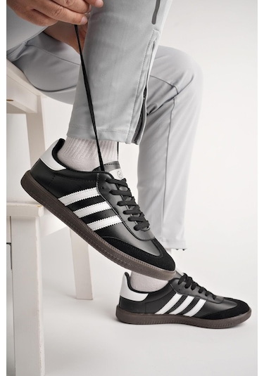 Muggo Jabbar Unisex Ortopedik Günlük Garantili Bağcıklı Yürüyüş Koşu Sneaker Spor Ayakkabı Siyah