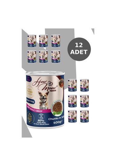 How Meow Jöleli Biftekli Yetişkin Köpek Konserve Maması 12 x 400 G