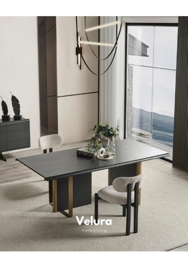 Alaca Yemek Odası Takımı Yemek Masası + 4 Adet Sandalye Siyah