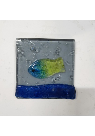 Şeker Portakalım Balık Desenli Banyo Cam Gider Kapağı Süsü Tekli Ölçü :10x10 Cm Mavi - Beyaz