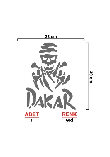 Dakar Kuru Kafa Sticker - Dakar Sticker - 22cmx30cm - Gri