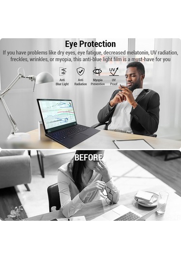 Mufunye 14 İnç 16:9 Dizüstü Bilgisayar İçin Manyetik Mavi Işık Engelleyici Ekran Koruyucu Pet, 0.45mm