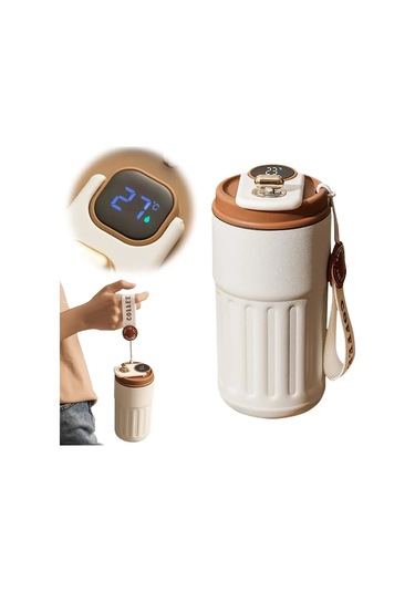 450 Ml Paslanmaz Çelik Spor Su Şişesi Termos Led Sıcaklık Göstergeli Termos Çok Renkli