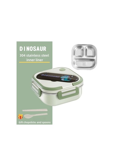 Paslanmaz Çelik Çocuk Yemek Kutusu Öğrenciler Sandviç Meyve Gıda Yeşil