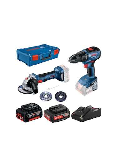 Bosch GWS 180-LI + GSR 18V-50 2.0 + 5.0Ah Akülü Akülü avuç Taşlama - Delme/Vidalama - 0615990M47