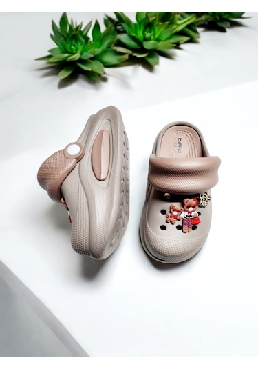 Eva Döngülü Sevimli Ayı Sticker Deniz,havuzi,plaj Terliği Gri