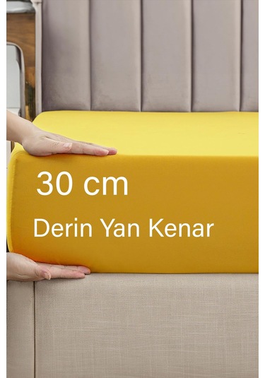 Ranforce Sarı Pamuklu Tek / Çift Kişilik Battal Tam Kenar Lastikli Çarşaf 14 Renk Fıtted Sarı