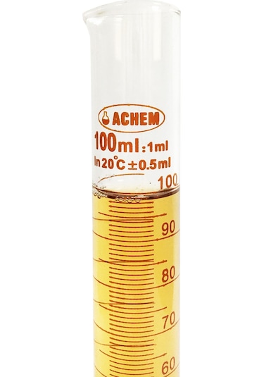ACHEM 100ml Cam Mezür Uzun Form Kırmızı Skala