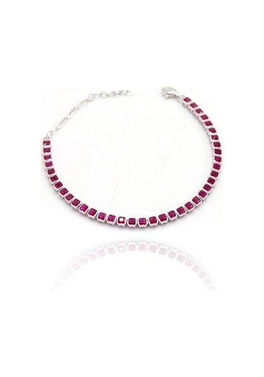 Su Yolu Model Yakut Taşlı 925 Ayar Gümüş Kadın Bileklik 201024750 Gümüş