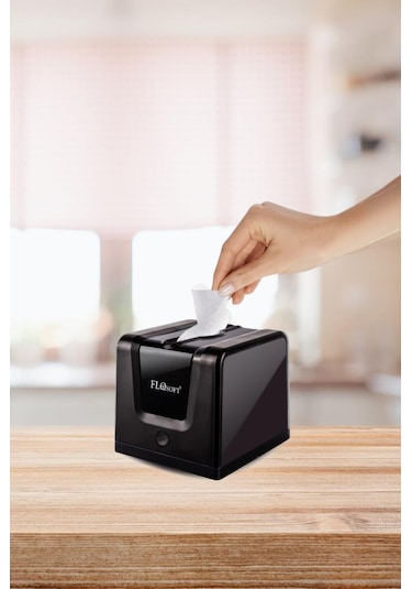 Flora Modern Peçetelik, Dekoratif Peçete Dispenseri Ve Düzenleyicisi F290 Siyah