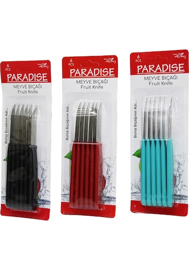 6 Parça Meyve Bıçak Renkli Plastik Saplı 5468 Çok Renkli