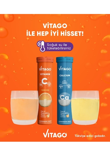 Vitago Vitamin C + Kalsiyum 2 x 20 Efervesan Tablet