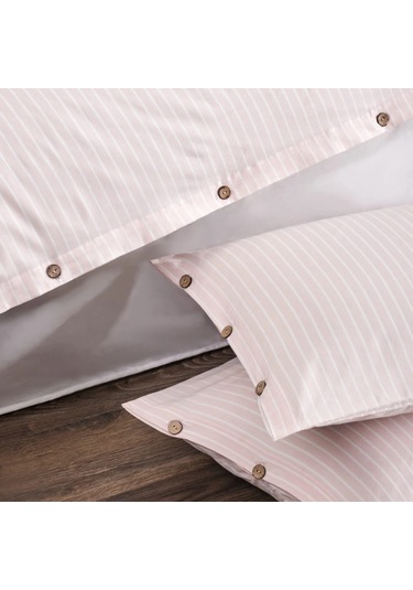 Çift Kişilik %100 Pamuk Ranforce Düğmeli Nevresim Takımı Lastikli Çarşaflı 200x220 Cm Krem Krem