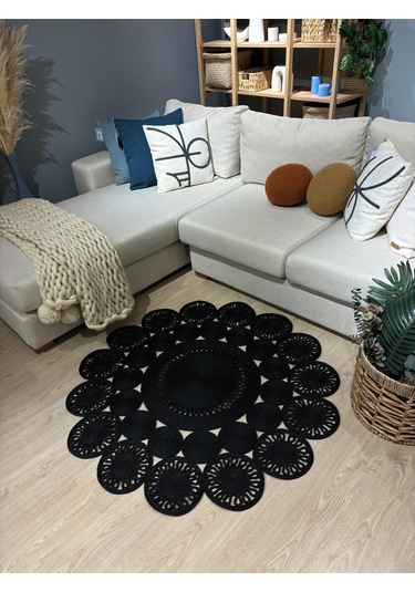 Marguerite Trikot Papatya Model Kilim Siyah