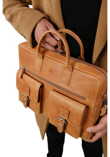 Mft Leather Hakiki Deri Laptop El Çantası Loreen 2230 Tiguan Camel