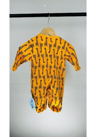 Zürafa Desenli Çıtçıtlı Pamuklu Bebek Tulum 001