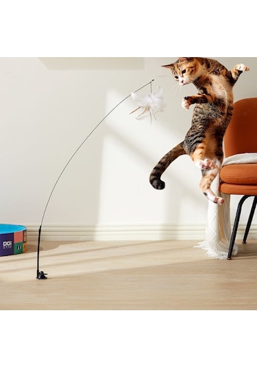 Kenpazar Vantuzlu Tüylü Zilli Kedi Oyun Oltası