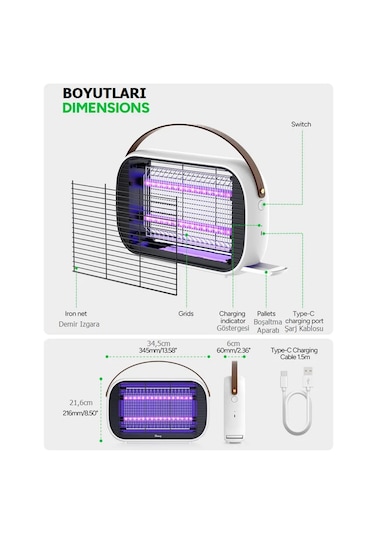 Rowenger MA15C 5200MAH Şarjlı & Elektrikli Sivrisinek Öldürücü