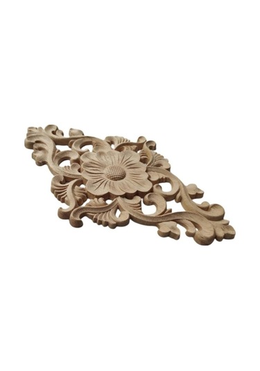 Pazly Avrupa Tarzı Ahşap Oyma Aplike Kapı Dolap Dekorasyonu 40x20cm Ahşap