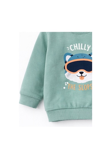 HelloBaby Erkek Bebek Pamuklu Sweatshirt Desenli Model Lacivert
