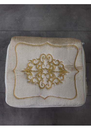 Rumeli Vizon Üzeri Goldnakışlı Çeyizlik 3'lü Hurç Seti, Düğün Nişan, Söz, Bohça, Gelin, Damat, Hurcu Krem