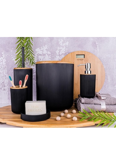 Bambum Lena - Banyo Seti Siyah 5 Parça Siyah