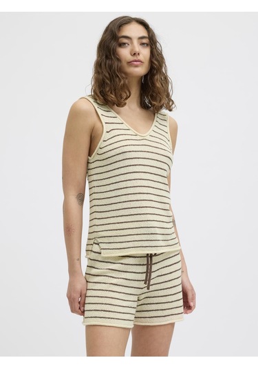 Jack & Jones Kadın Kalin Askili Triko Bluz - Amara - 12275494 Bone White