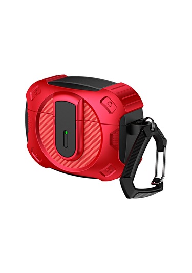 Airpods Uyumlu Pro Lock Darbeye Dayanıklı Bluetooth Kulaklık Koruyucu Kılıf İçin Siyah Kırmızı