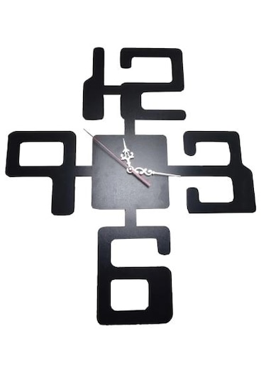 Ahşap Duvar Dekoratif Duvar Saati Siyah