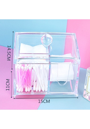 Qingmipy Transparan Akrilik Makyaj Organizatörü - Makyaj Vakaları, Koton Ve Q-tip Saklama Kutusu - Masaüstü Dekoratif Depolama Kutu