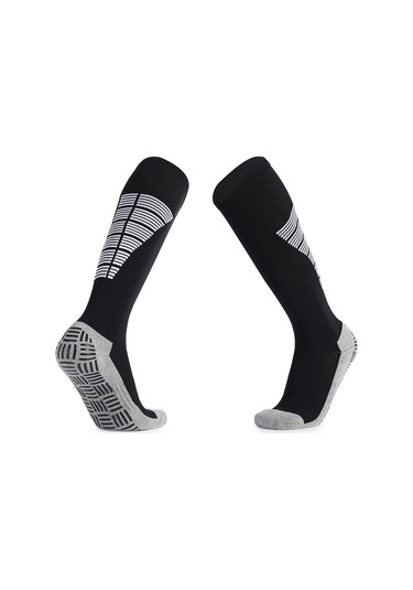 Folinda Siyah Uzun Futbol Çorabı M 35-39 - Nem Emici, Nefes Alıcı, Kaymaz Dizaynlı Pamuk+nilon+polyester Siyah