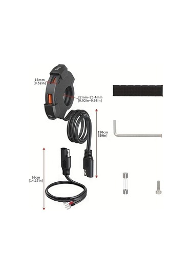Motion003 Qc3 0 Motosiklet Telefon Şarj Cihazı Siyah Usb Tip C Hızlı Şarj 18w 30w Çift Portlu 12v 24v