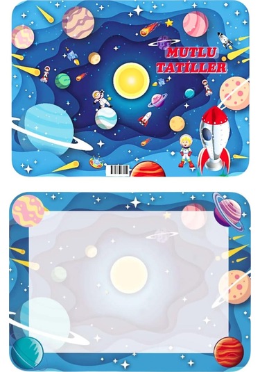 Gen-of Uzay Temalı 27x36 Karton İlkokul Yatay Karne Kabı 1 Adet