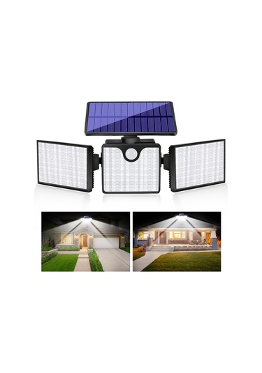 Dofolink Güneş Enerjili 266led Dış Mekan Lambası, Üç Ayağlı Duvar Tipi, İnsan Algılama + Işık Kontrol + Uzak Kumanda, 400lm, Ip65 Su Geçirmez Bahçe Aydınlatması
