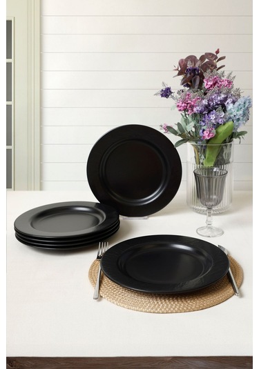 Keramika Mat Siyah İyonya Servis Tabağı 26 Cm 6 Adet 956 Siyah