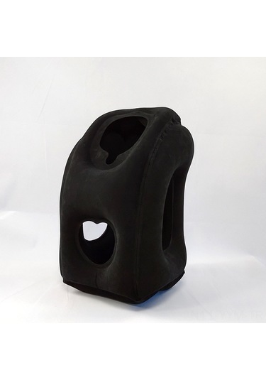 Geeksen Pvc Şişme Seyahat Yastığı - Hızlı Tren Ve Araç Koltukları İçin Konforlu Boyun Desteği Siyah Ürün + Depolama Çantası