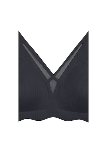 Balensiz Lazer Dikişsiz Dilim Detaylı Dekolteli Sütyen Siyah