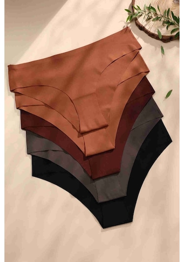 Merry See 5'li Set İz Yapmaz Likralı Dikişsiz Lazer Kesim Bikini Slip Külot Çok Renkli 001