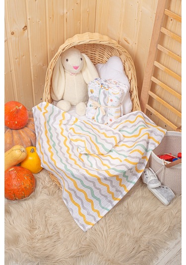 Dijital Baskılı 6lı Çok Amaçlı Müslin Örtü Seti - 75 x 75 Çok Renkli