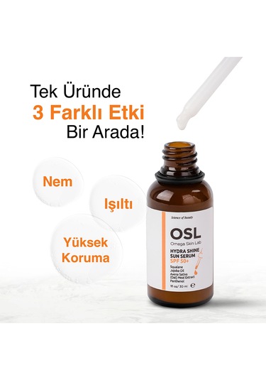 OSL Omega Skin Lab Hydra Shine Sun Nemlendirici Güneş Koruyucu Serum SPF50 30 ML